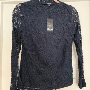 Curve Navy Lace Blouse for Women